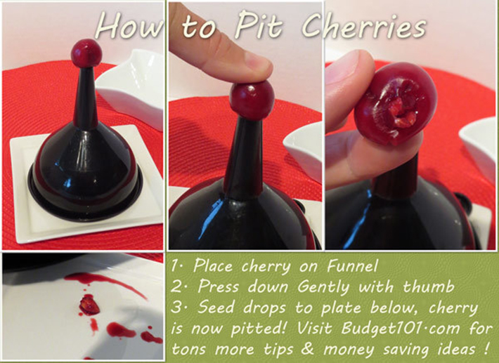 food hacks -  how to pit cherries