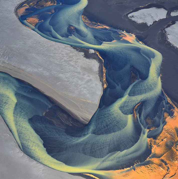 aerial photos - glacial river