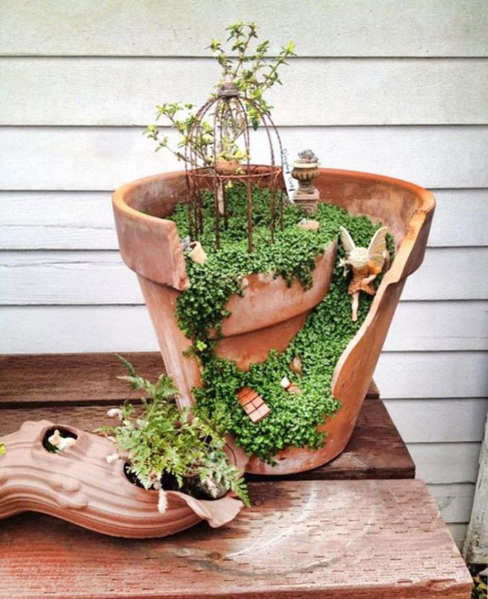 broken pot mini garden 5